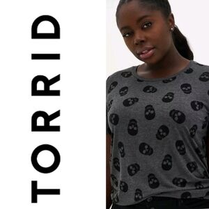 Torrid Women's Gray Skull Print Top Size 2x
